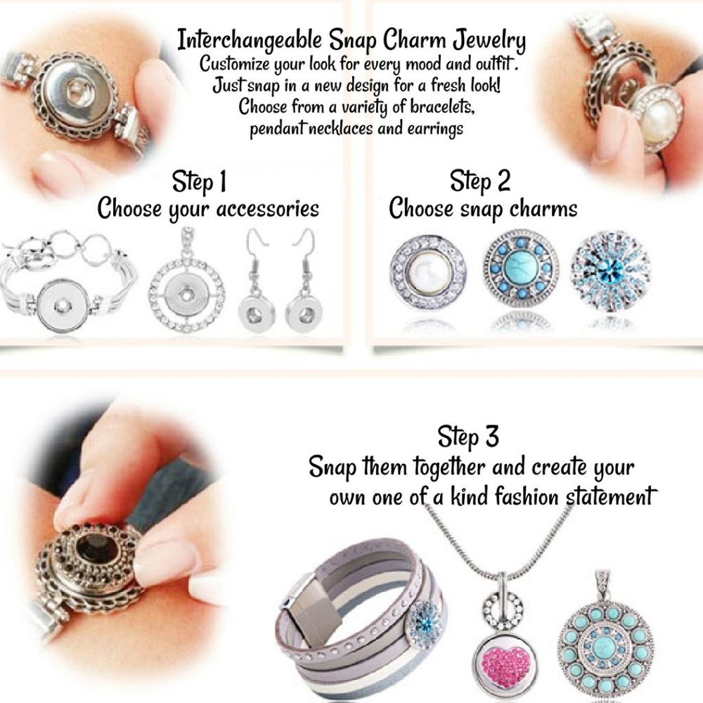 Snap Charm Leather and Silver Plate Bracelet - Picture 4 of 5